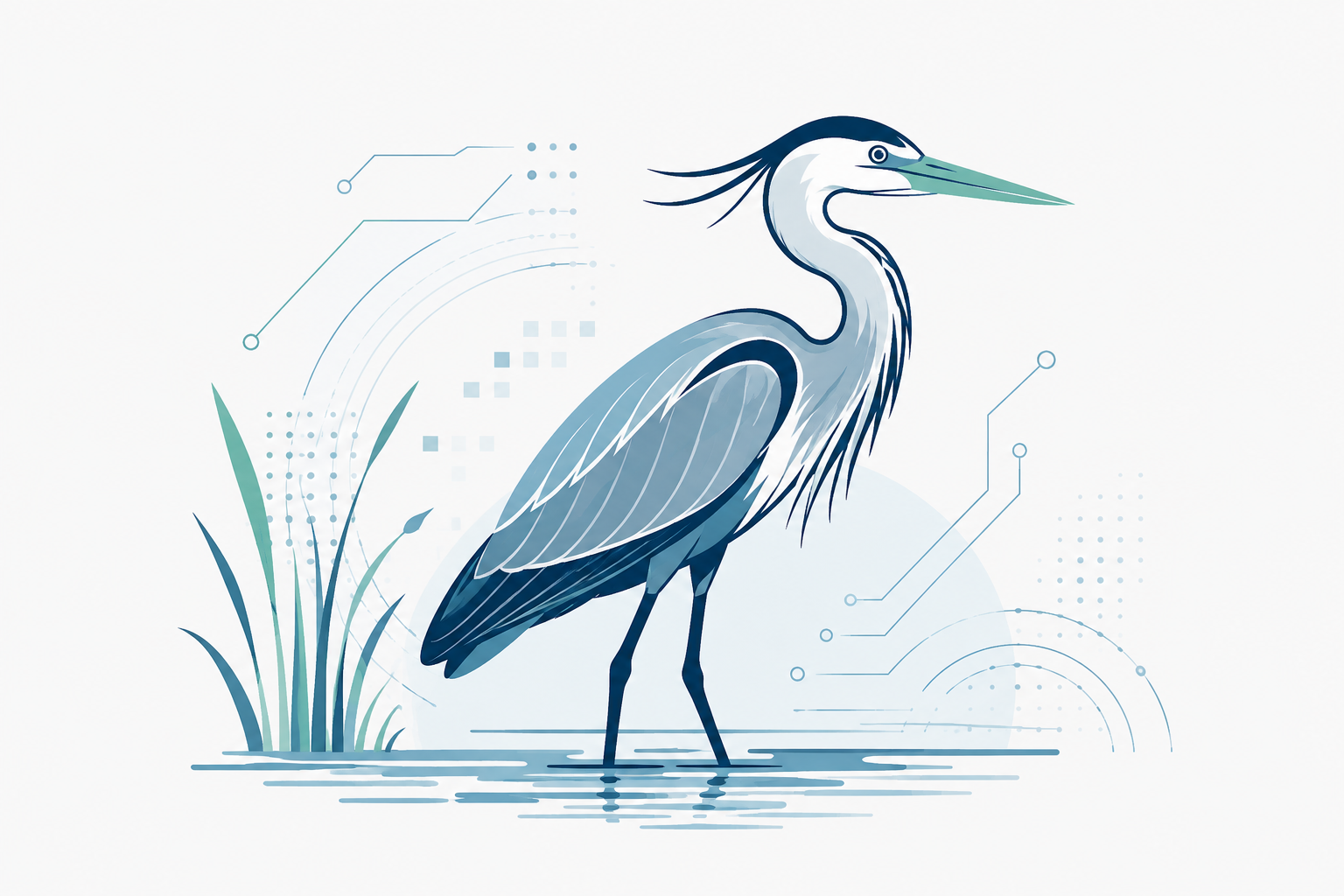 Digital blue heron illustration